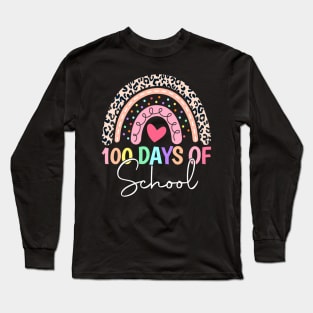 100 Days Of School Teacher Kids 100Th Day Of School Rainbow Long Sleeve T-Shirt